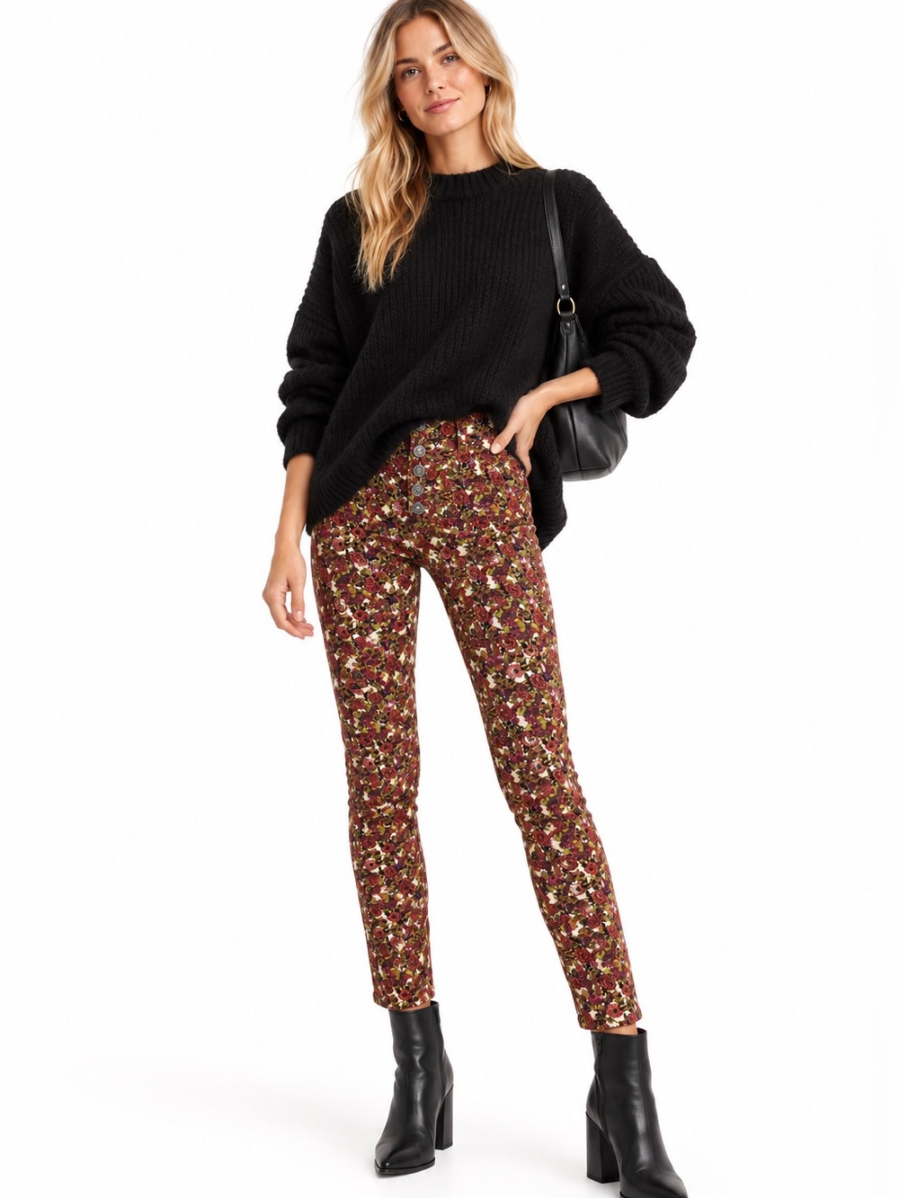 Free People High Waisted Sunchaser Floral Corduroy Pant Size 28